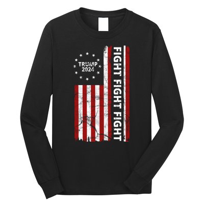 Trump 2024 Fight Fight Fight Usa Flag Long Sleeve Shirt