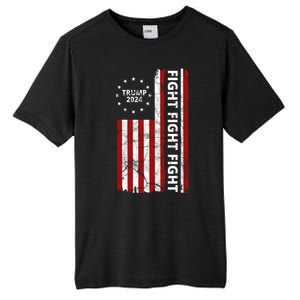 Trump 2024 Fight Fight Fight Usa Flag Tall Fusion ChromaSoft Performance T-Shirt