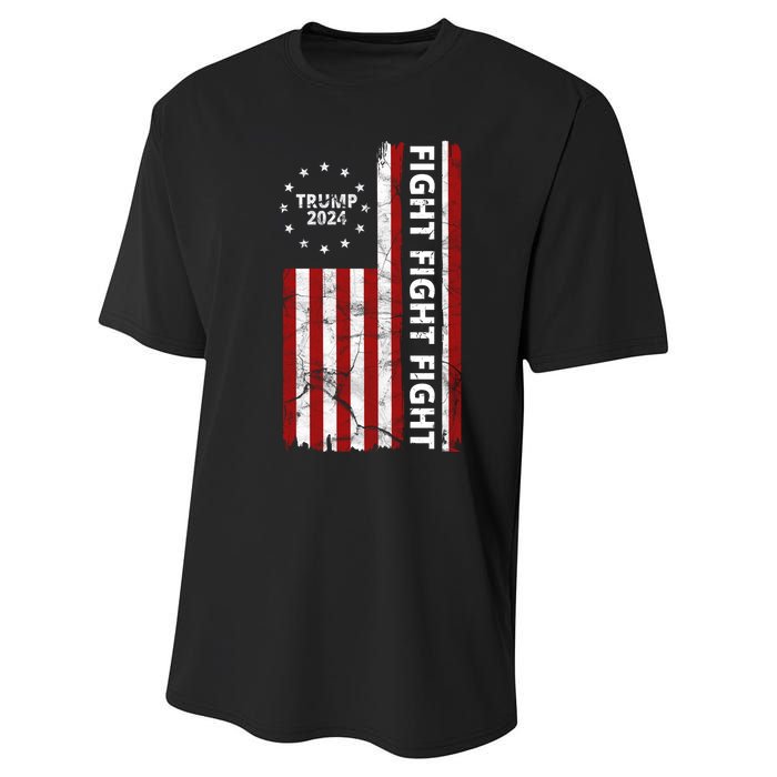 Trump 2024 Fight Fight Fight Usa Flag Performance Sprint T-Shirt