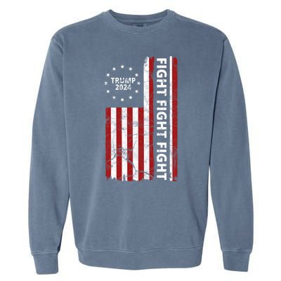 Trump 2024 Fight Fight Fight Usa Flag Garment-Dyed Sweatshirt