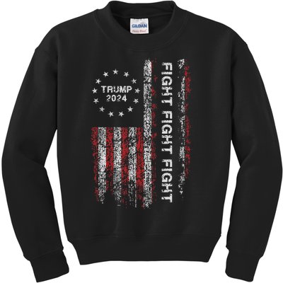 Trump 2024 Fight President Election Bold Design Kids Sweatshirt