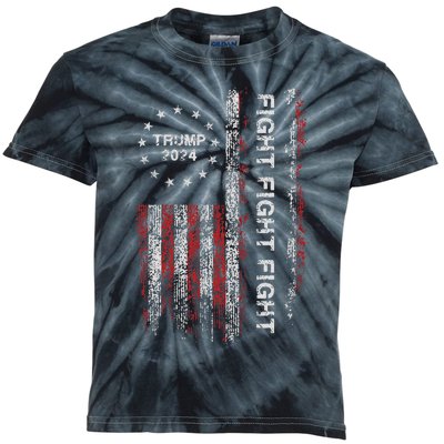 Trump 2024 Fight President Election Bold Design Kids Tie-Dye T-Shirt