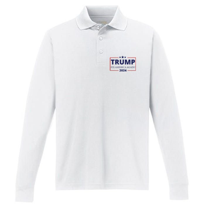 Trump 2024 Fix America Again Performance Long Sleeve Polo