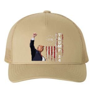 Trump 2024 Fight Shot Shooting Nothing Can Stop Trump Yupoong Adult 5-Panel Trucker Hat