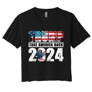 Trump 2024 Flag Take America Back Women's Crop Top Tee