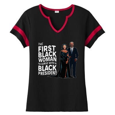 Trump 2024 Funny Biden Slip Quotes Humor Political Ladies Halftime Notch Neck Tee