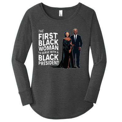 Trump 2024 Funny Biden Slip Quotes Humor Political Women's Perfect Tri Tunic Long Sleeve Shirt