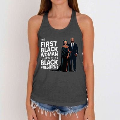 Trump 2024 Funny Biden Slip Quotes Humor Political Women's Knotted Racerback Tank