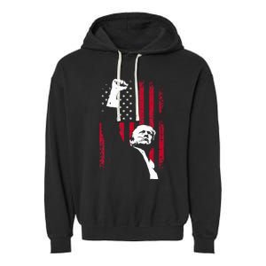 Trump 2024 Fist Fight For America Usa Flag Garment-Dyed Fleece Hoodie