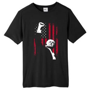 Trump 2024 Fist Fight For America Usa Flag Tall Fusion ChromaSoft Performance T-Shirt