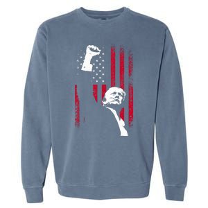 Trump 2024 Fist Fight For America Usa Flag Garment-Dyed Sweatshirt