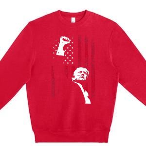 Trump 2024 Fist Fight For America Usa Flag Premium Crewneck Sweatshirt