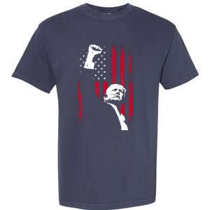 Trump 2024 Fist Fight For America Usa Flag Garment-Dyed Heavyweight T-Shirt