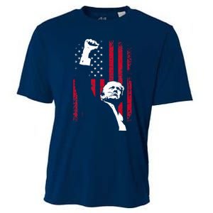 Trump 2024 Fist Fight For America Usa Flag Cooling Performance Crew T-Shirt