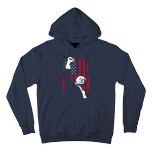 Trump 2024 Fist Fight For America Usa Flag Hoodie