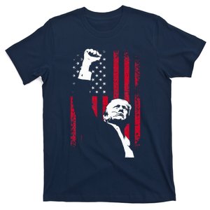 Trump 2024 Fist Fight For America Usa Flag T-Shirt