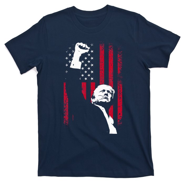 Trump 2024 Fist Fight For America Usa Flag T-Shirt