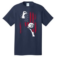 Trump 2024 Fist Fight For America Usa Flag Tall T-Shirt