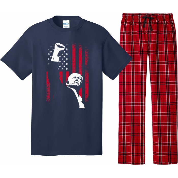 Trump 2024 Fist Fight For America Usa Flag Pajama Set