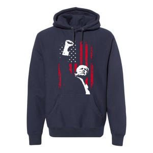 Trump 2024 Fist Fight For America Usa Flag Premium Hoodie