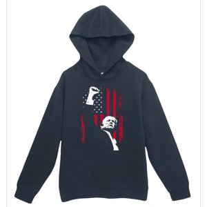 Trump 2024 Fist Fight For America Usa Flag Urban Pullover Hoodie