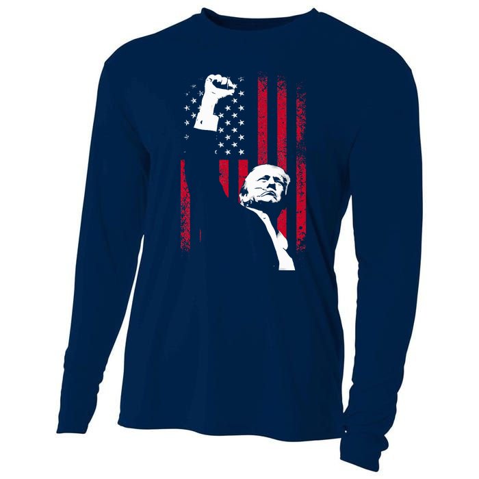 Trump 2024 Fist Fight For America Usa Flag Cooling Performance Long Sleeve Crew