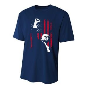 Trump 2024 Fist Fight For America Usa Flag Performance Sprint T-Shirt