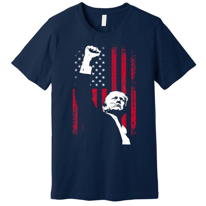 Trump 2024 Fist Fight For America Usa Flag Premium T-Shirt