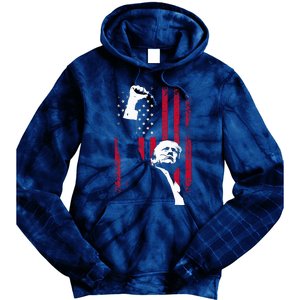 Trump 2024 Fist Fight For America Usa Flag Tie Dye Hoodie