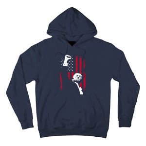 Trump 2024 Fist Fight For America Usa Flag Tall Hoodie