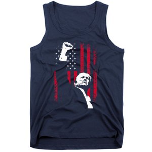 Trump 2024 Fist Fight For America Usa Flag Tank Top