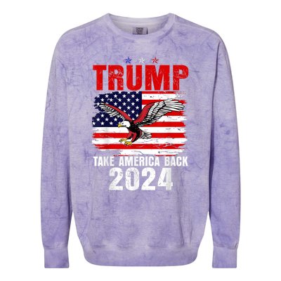 Trump 2024 Flag Take America Back Trump 2024 Colorblast Crewneck Sweatshirt