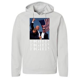 Trump 2024 Fight Fight Fight Fighting For Usa Performance Fleece Hoodie