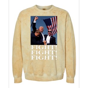 Trump 2024 Fight Fight Fight Fighting For Usa Colorblast Crewneck Sweatshirt