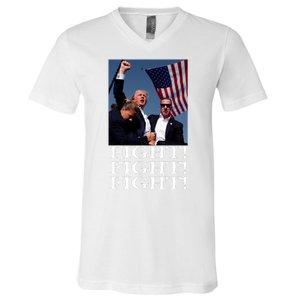 Trump 2024 Fight Fight Fight Fighting For Usa V-Neck T-Shirt