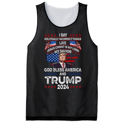 Trump 2024 Funny God Bless America Jesus Christ Is My Lord Mesh Reversible Basketball Jersey Tank