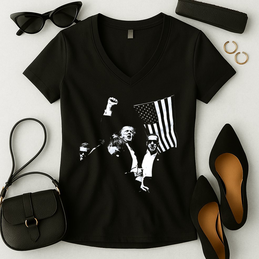 Trump 2024 Fear Not American Hero Fight Fight Fight Maga Women's V-Neck T-Shirt