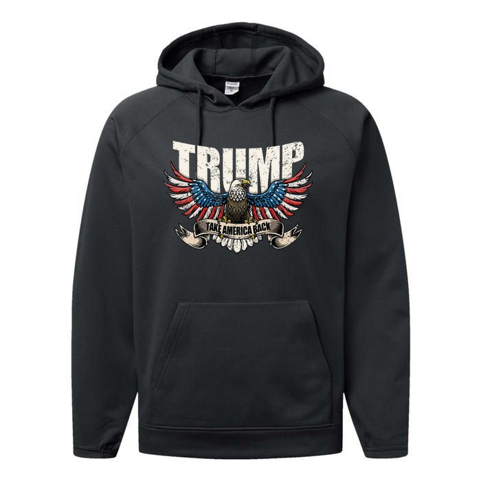 Trump 2024 Flag Take America Back Performance Fleece Hoodie