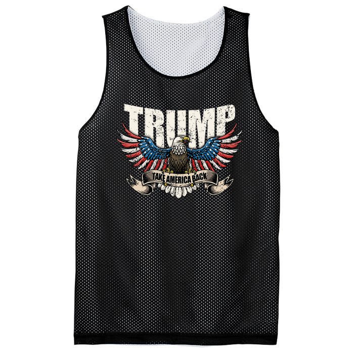 Trump 2024 Flag Take America Back Mesh Reversible Basketball Jersey Tank