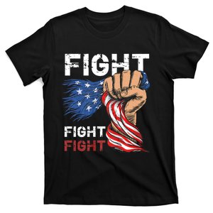 Trump 2024 Fight Fight Fight American Flag Fist T-Shirt