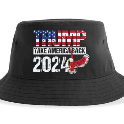 Trump 2024 Flag Take America Back 4th Of July Trump 2024 Sustainable Bucket Hat