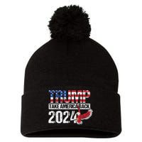 Trump 2024 Flag Take America Back 4th Of July Trump 2024 Pom Pom 12in Knit Beanie