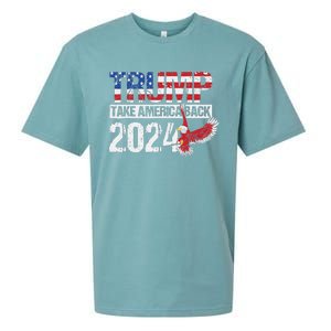 Trump 2024 Flag Take America Back 4th Of July Trump 2024 Sueded Cloud Jersey T-Shirt