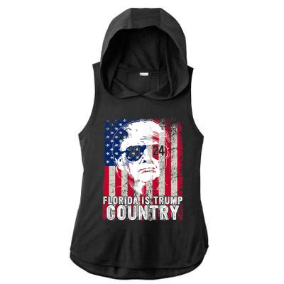 Trump 2024 Florida Trump Country American Flag Election Ladies PosiCharge Tri-Blend Wicking Draft Hoodie Tank