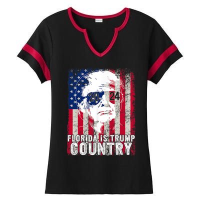 Trump 2024 Florida Trump Country American Flag Election Ladies Halftime Notch Neck Tee