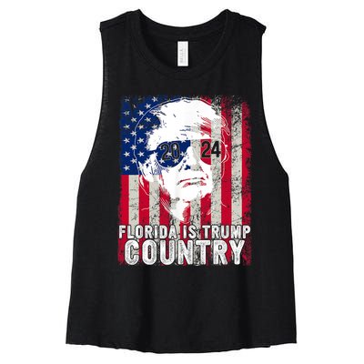 Trump 2024 Florida Trump Country American Flag Election Women's Racerback Cropped Tank