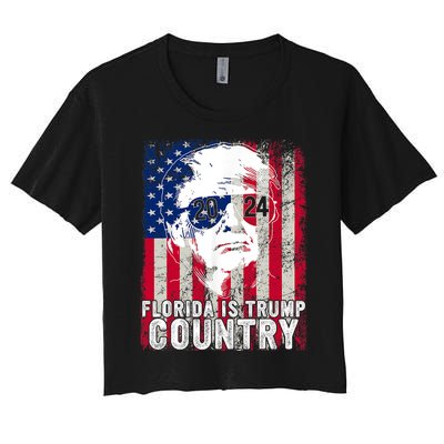 Trump 2024 Florida Trump Country American Flag Election Women's Crop Top Tee