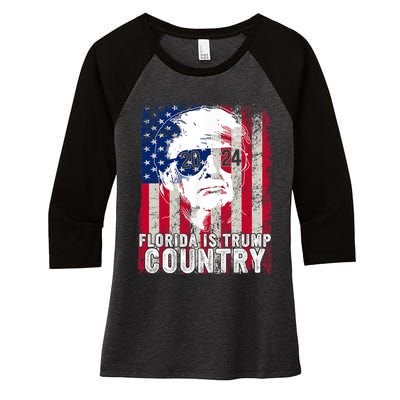 Trump 2024 Florida Trump Country American Flag Election Women's Tri-Blend 3/4-Sleeve Raglan Shirt