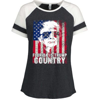 Trump 2024 Florida Trump Country American Flag Election Enza Ladies Jersey Colorblock Tee