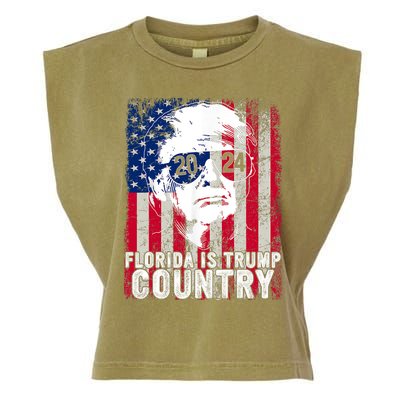 Trump 2024 Florida Trump Country American Flag Election Garment-Dyed Women's Muscle Tee